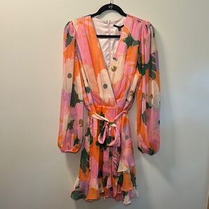 Alex Marie Sail Into Summer Laurel Long Sleeve Pink Floral Dress Size 12